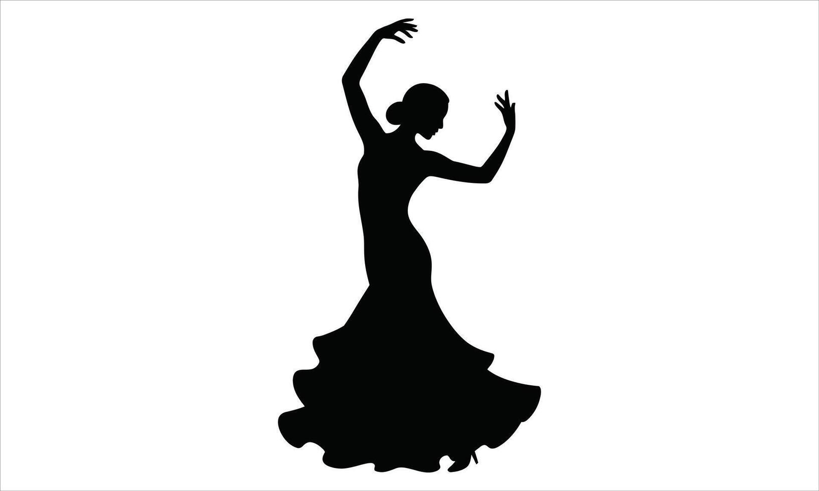 Elegant flamenco dancer silhouette graceful pose vector