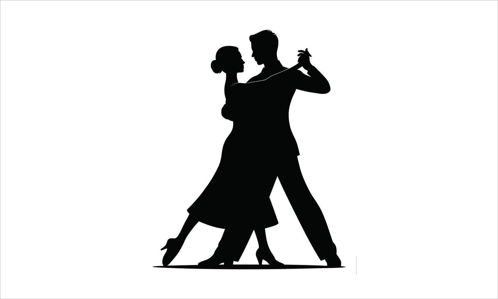 Elegant couple ballroom dance silhouette romantic vector