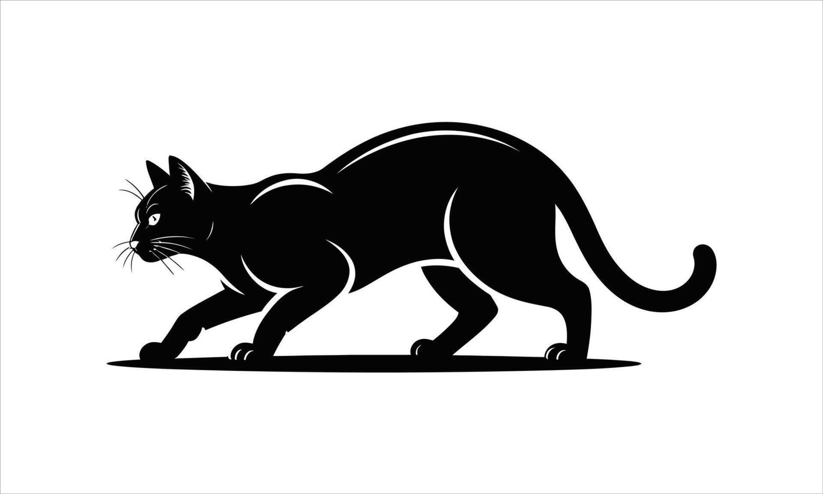 Stalking black cat silhouette graphic vector