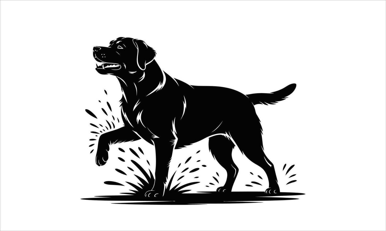 Majestic labrador retriever silhouette in action vector