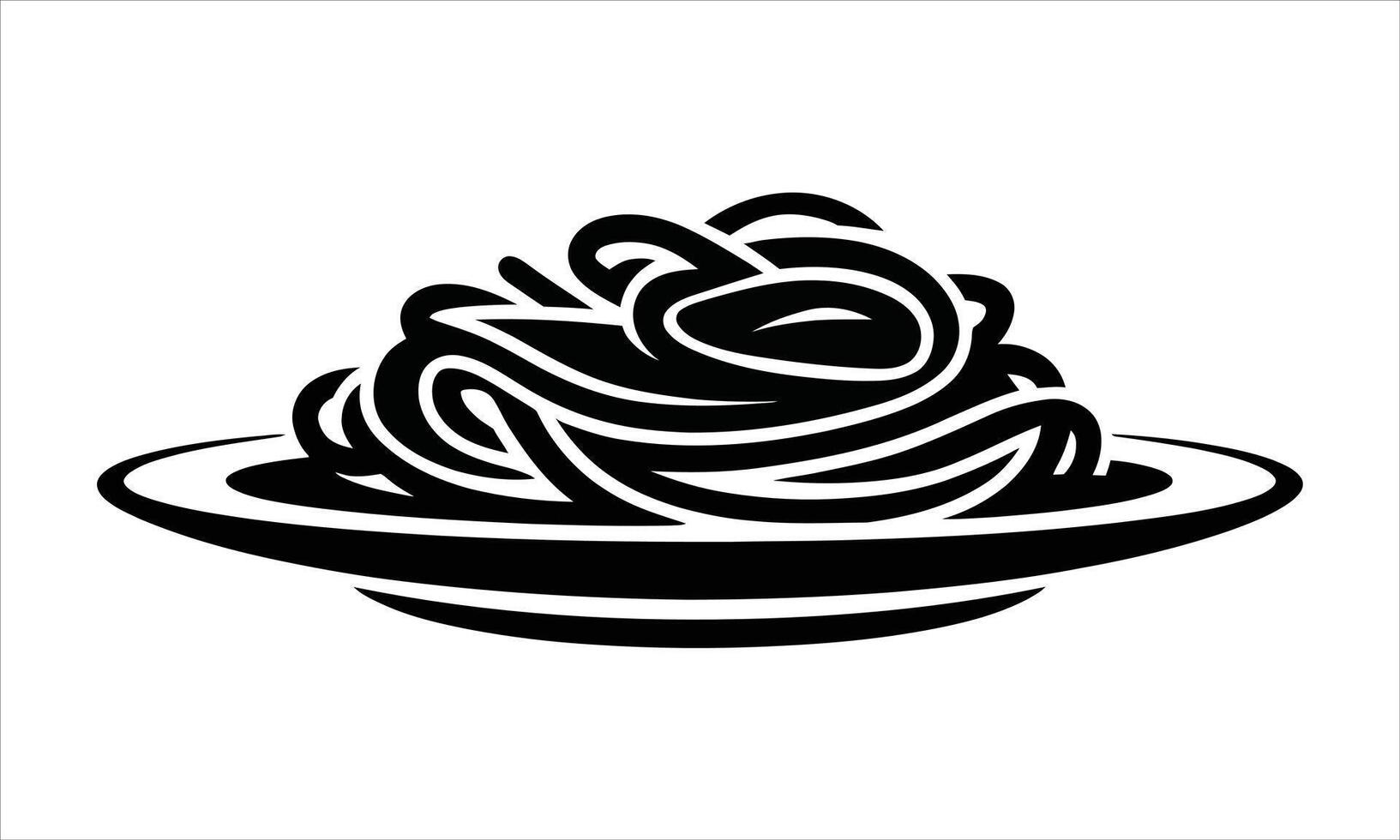 Delicious spaghetti on a plate simple icon vector