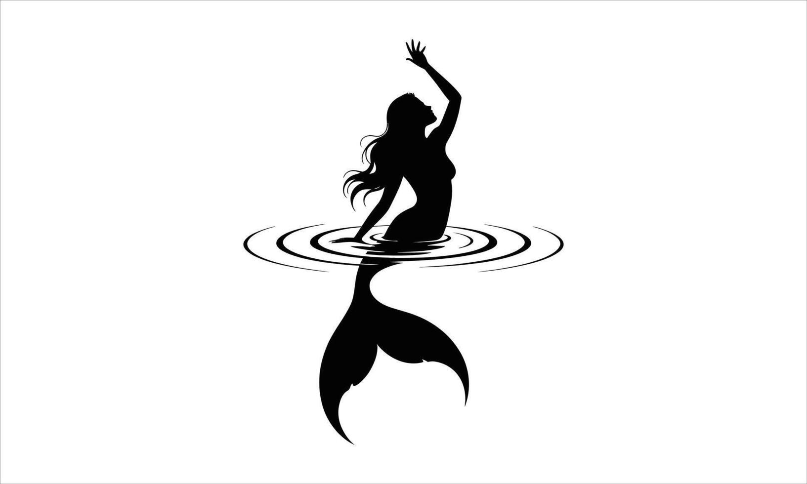 Elegant mermaid silhouette in water ripples vector