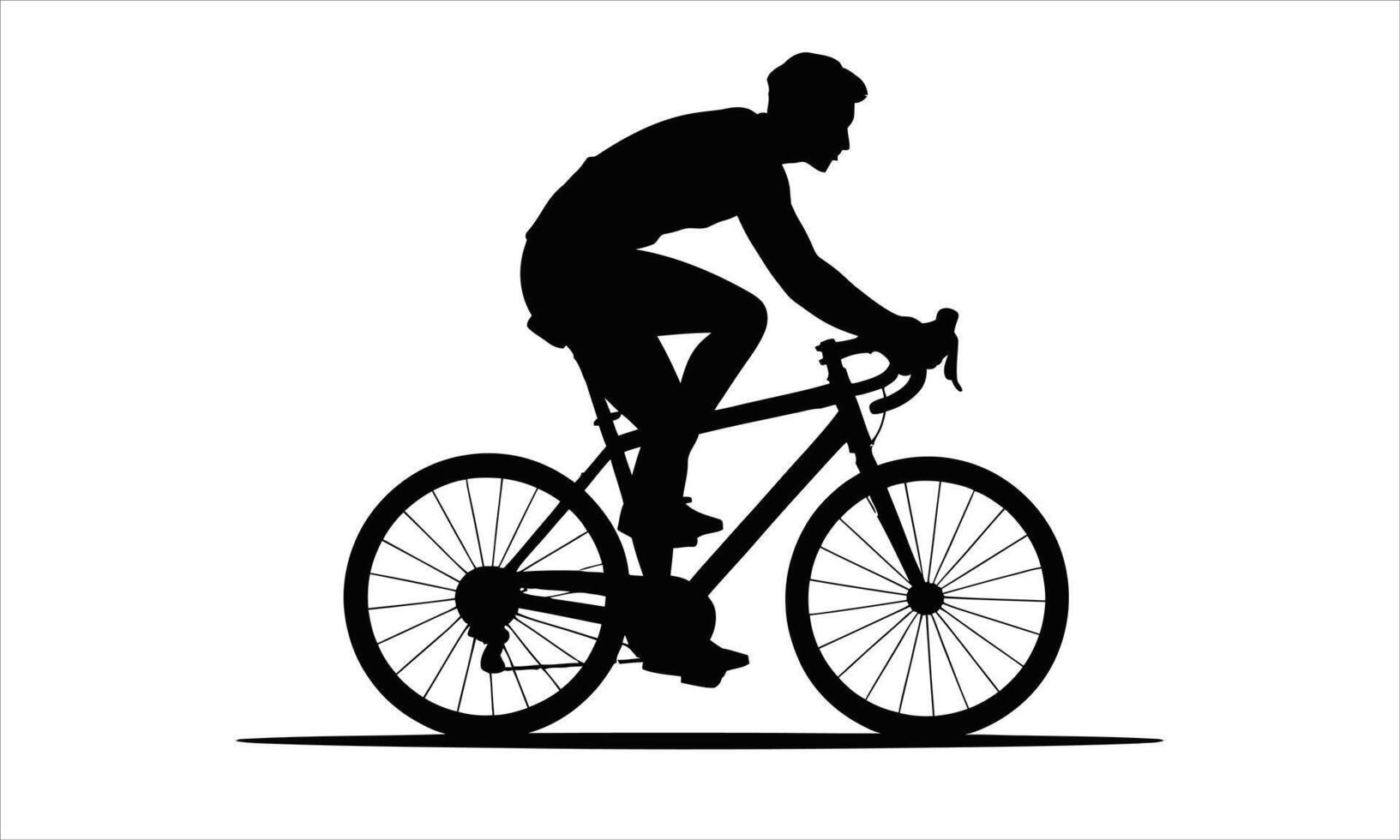 Silhouette cyclist riding road bicycle outdoors vector