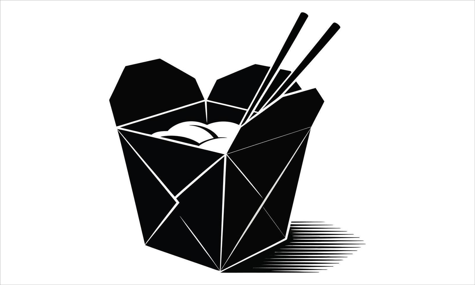 Chinese takeout container with chopsticks and food vector