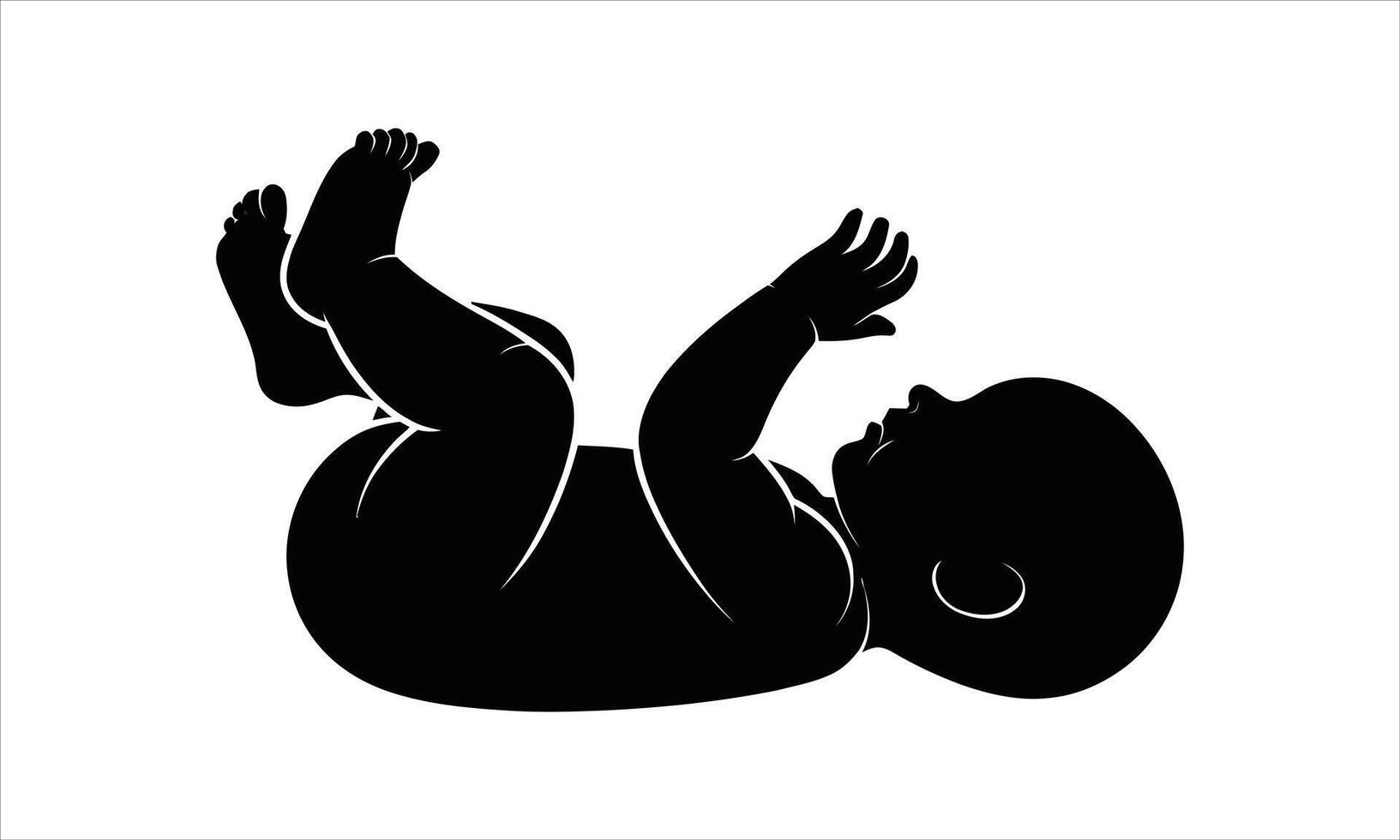 Baby silhouette adorable infant newborn child vector