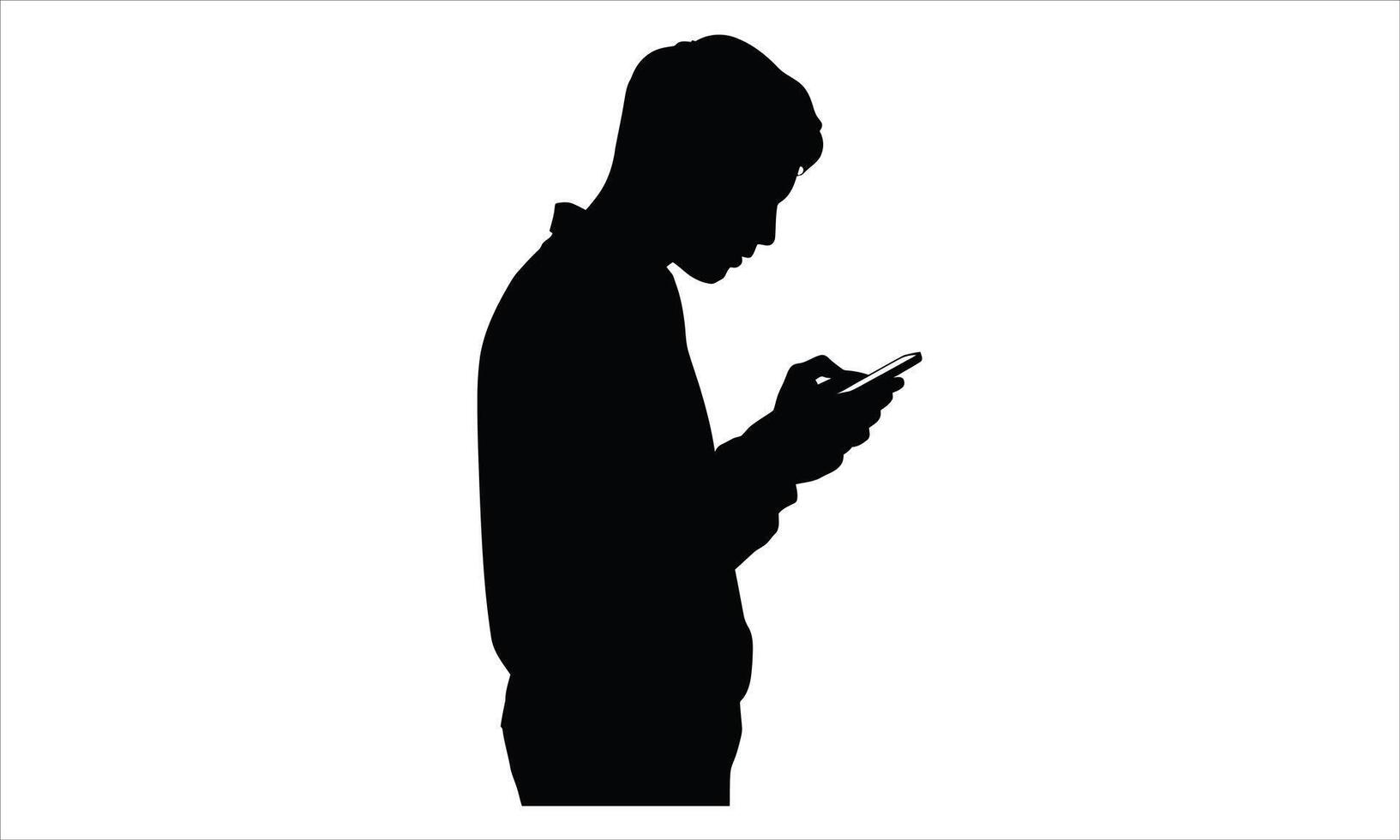 Man silhouette using smartphone mobile phone vector