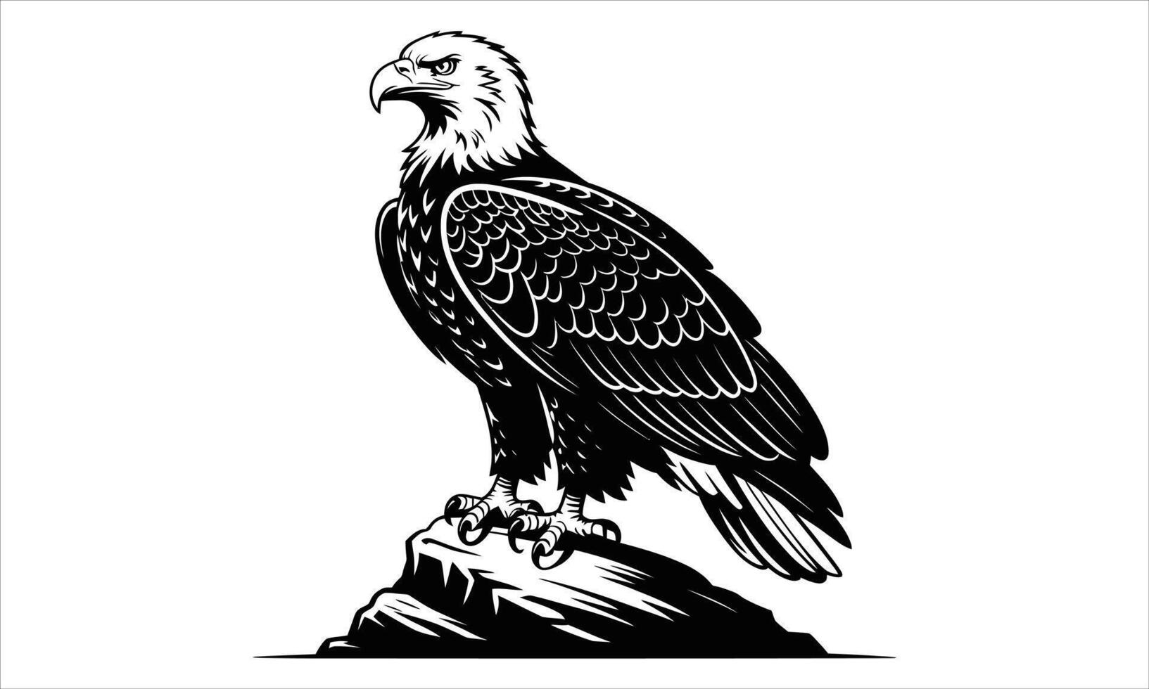 Majestic bald eagle perched on rocky outcrop vector