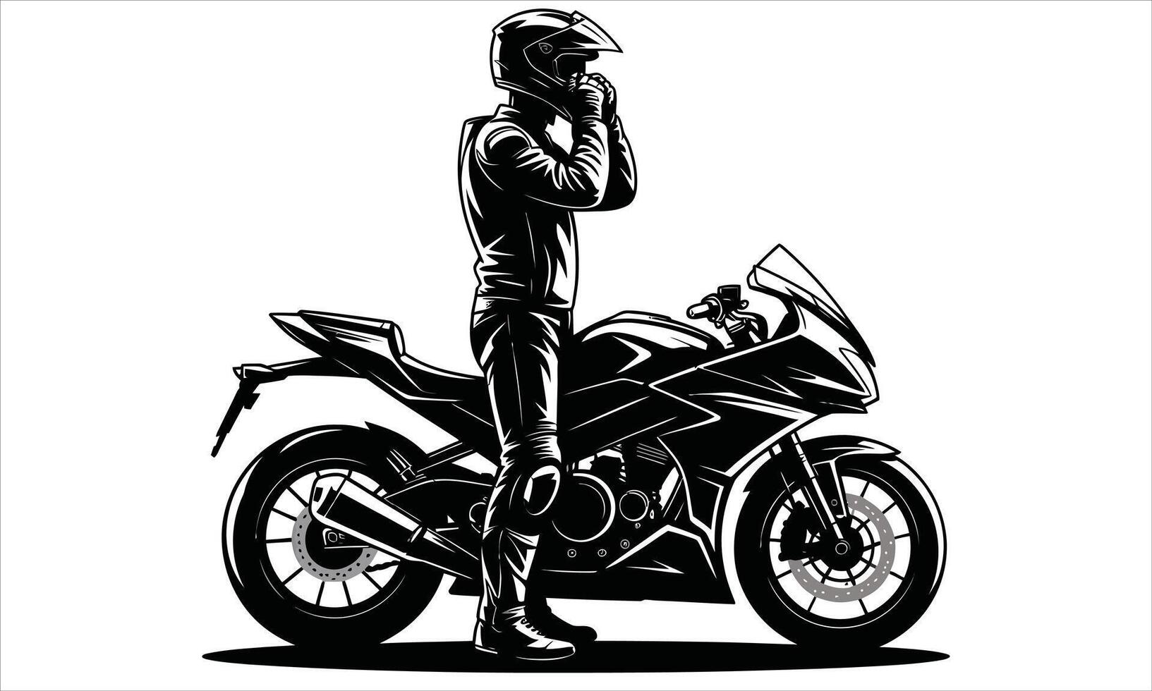 Motorcycle rider in helmet on sportbike vector