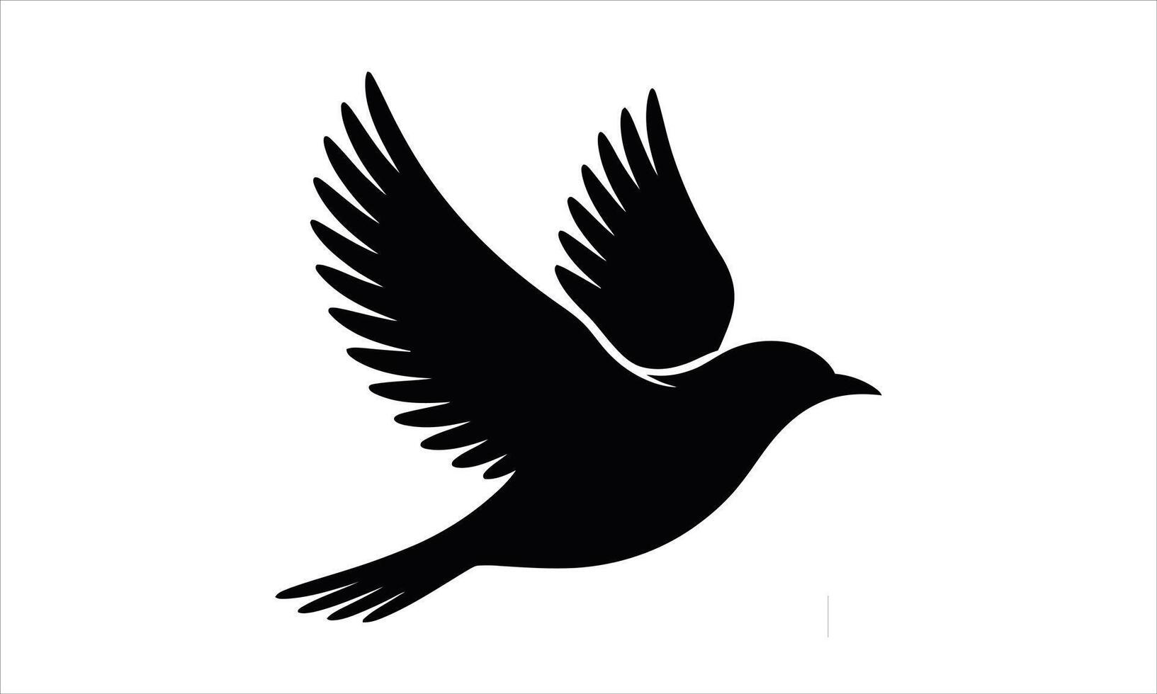 Black silhouette bird in flight graceful wings vector