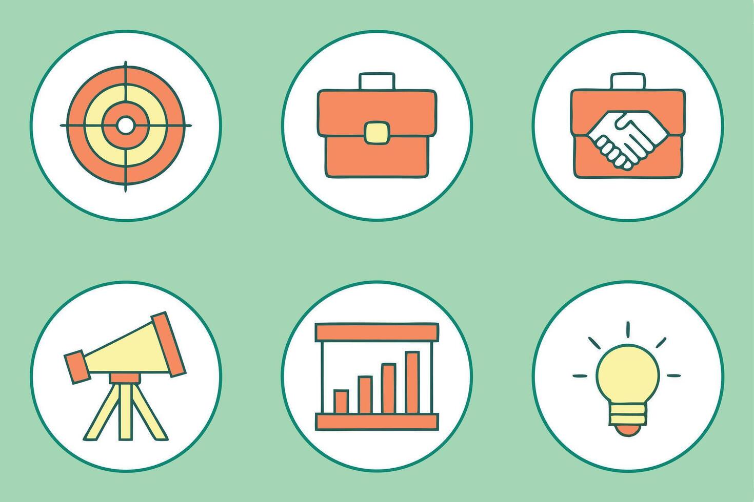 Twelve high quality business icons featuring a graph and target symbol for presentations and marketing materials vector