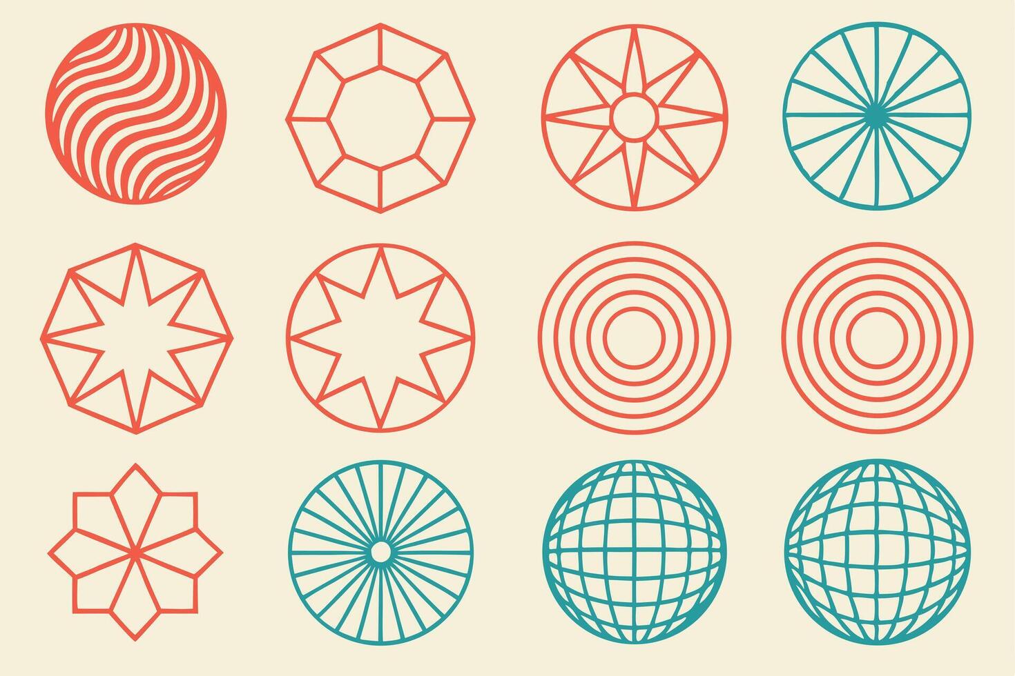 a set of geometric shapes in different colors vector