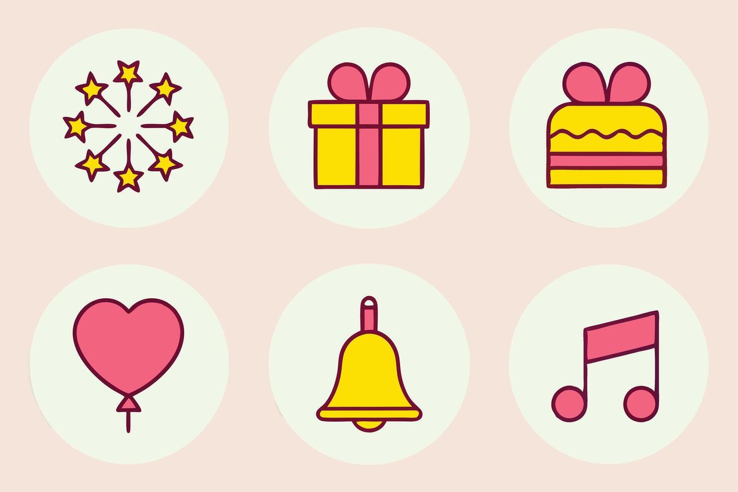 Twelve celebration icons featuring fireworks balloons and party elements vector