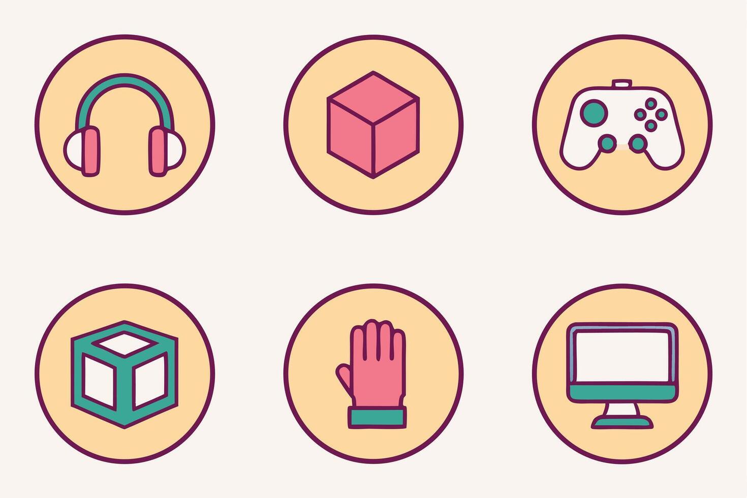 a set of icons that include a mouse, headphones, and a computer vector