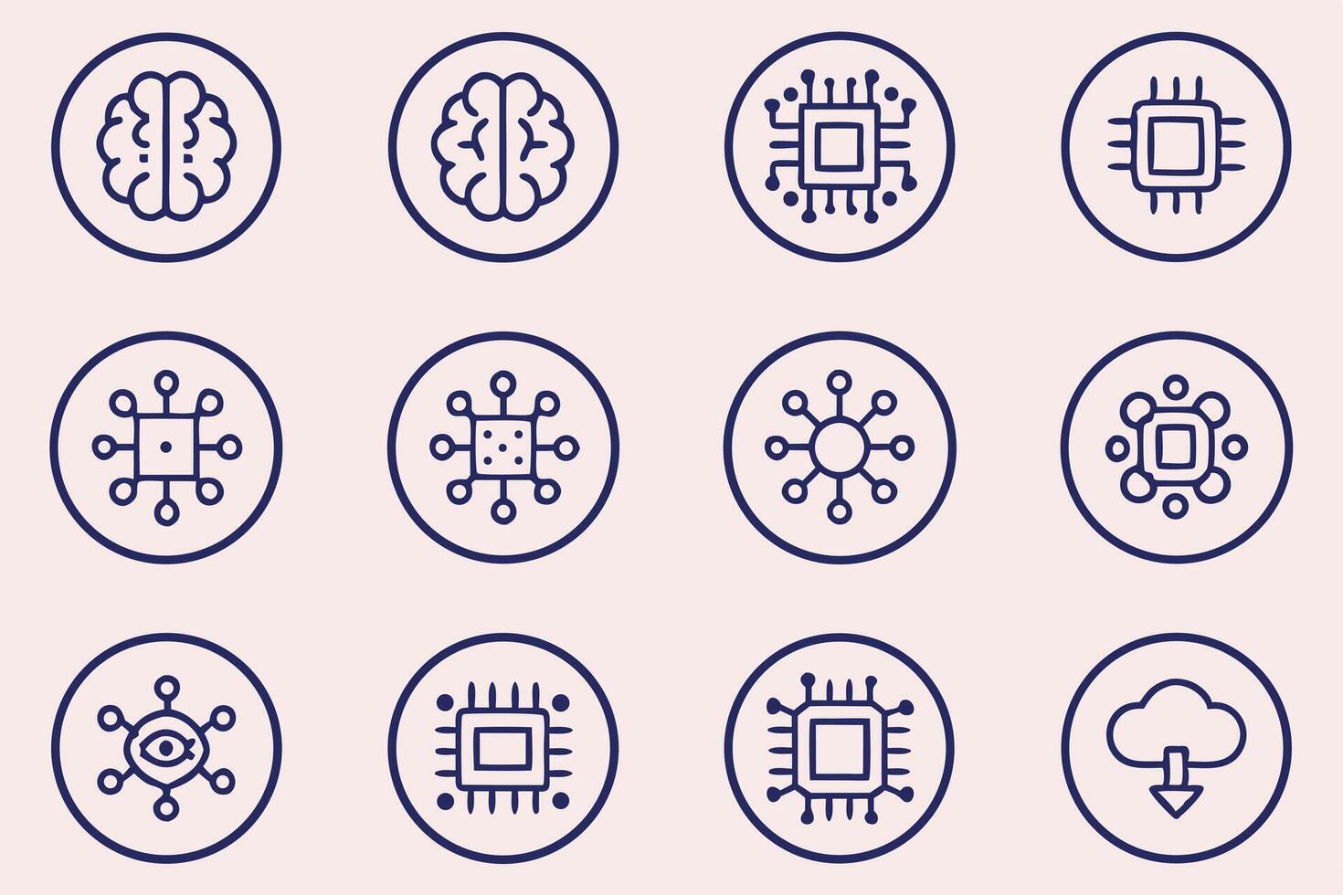 a set of nine icons that are made up of various types of technology vector