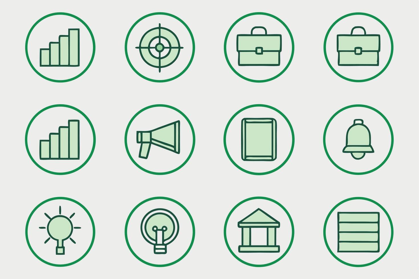 Twelve high quality business icons featuring a graph and target icon vector