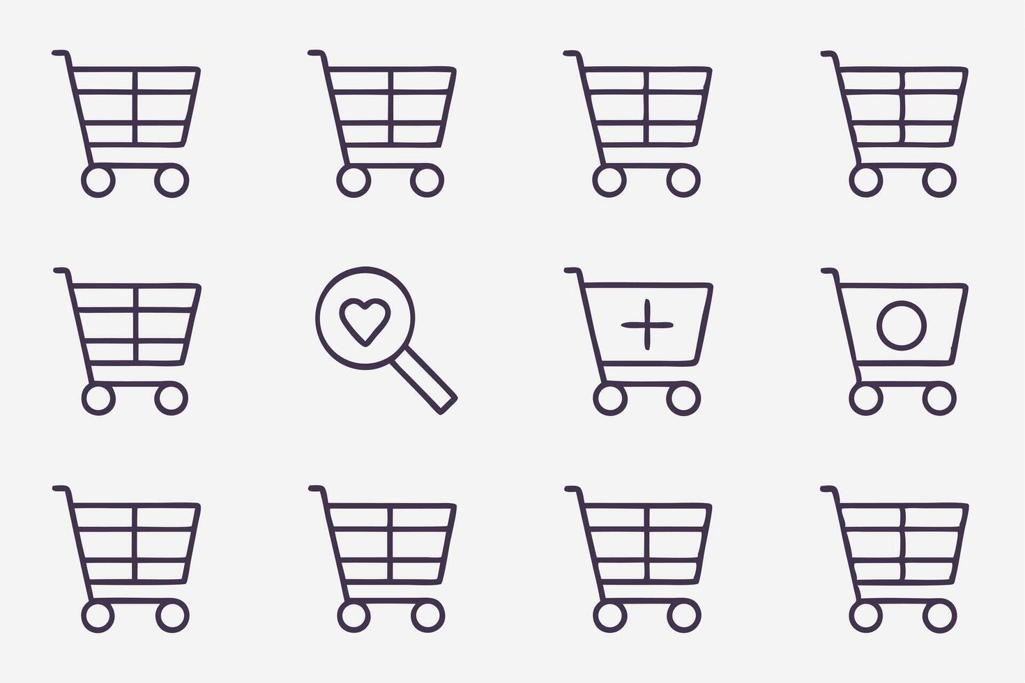 Minimalist shopping cart and wishlist app icons design in a single eps file vector
