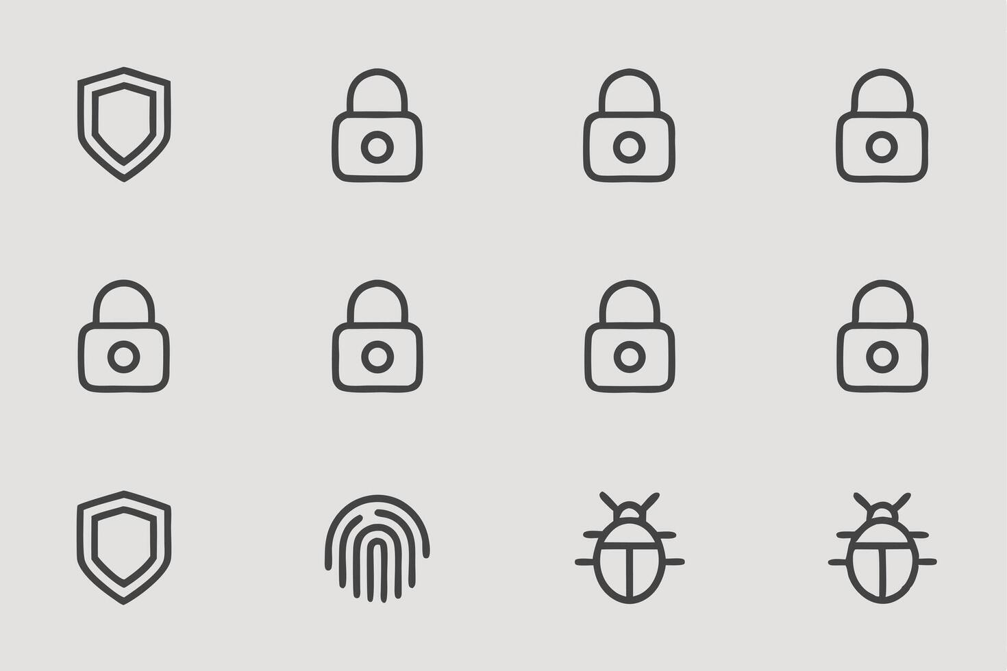 A set of icons for a lock, key, and other items vector