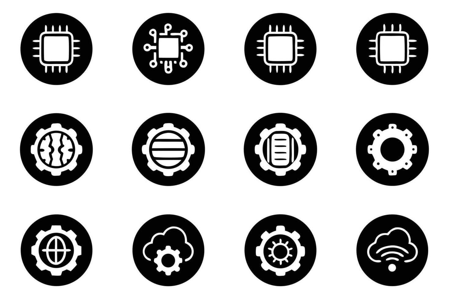 Single black ai icon representing an ai chip or neural network vector