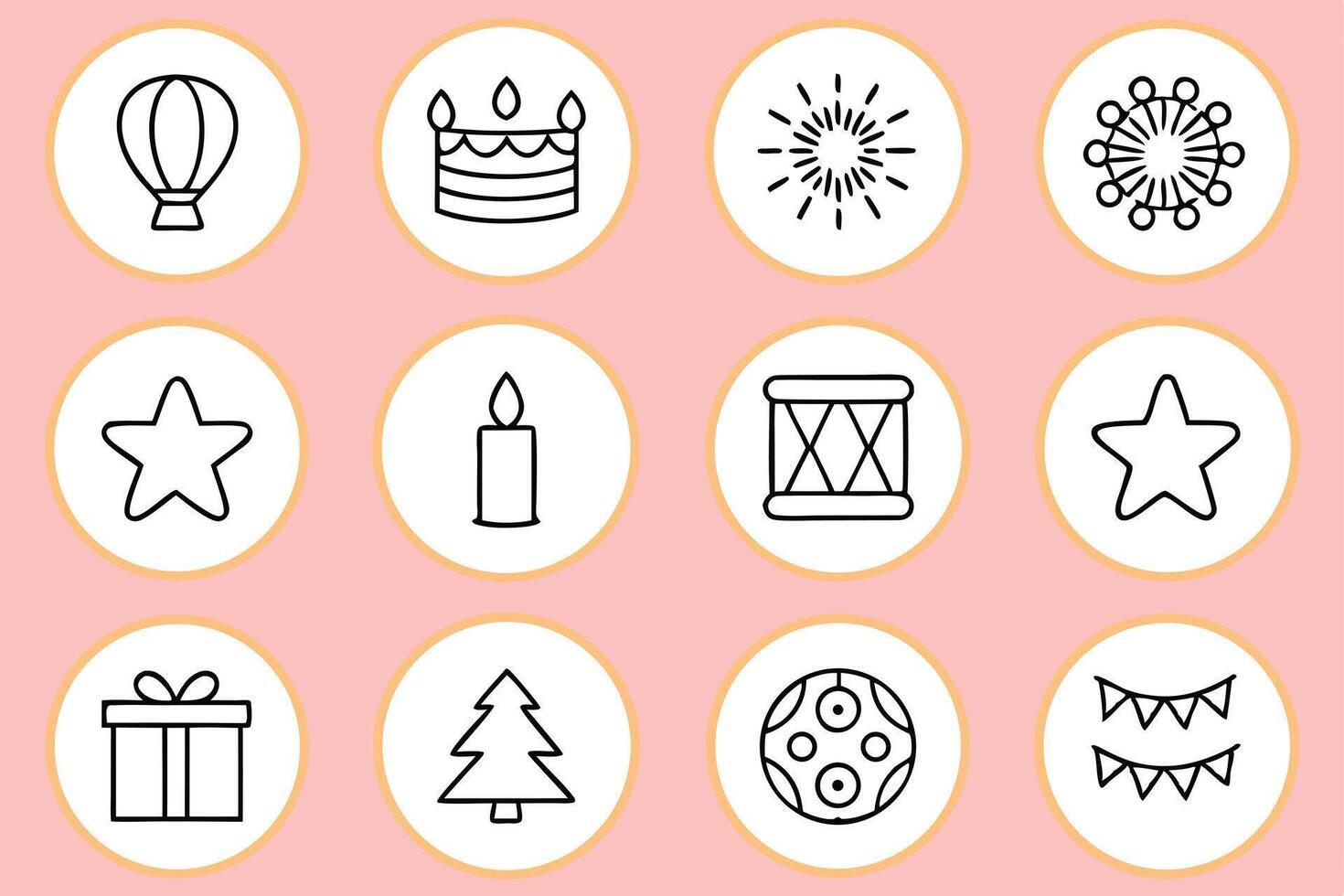 a set of icons for a birthday party vector