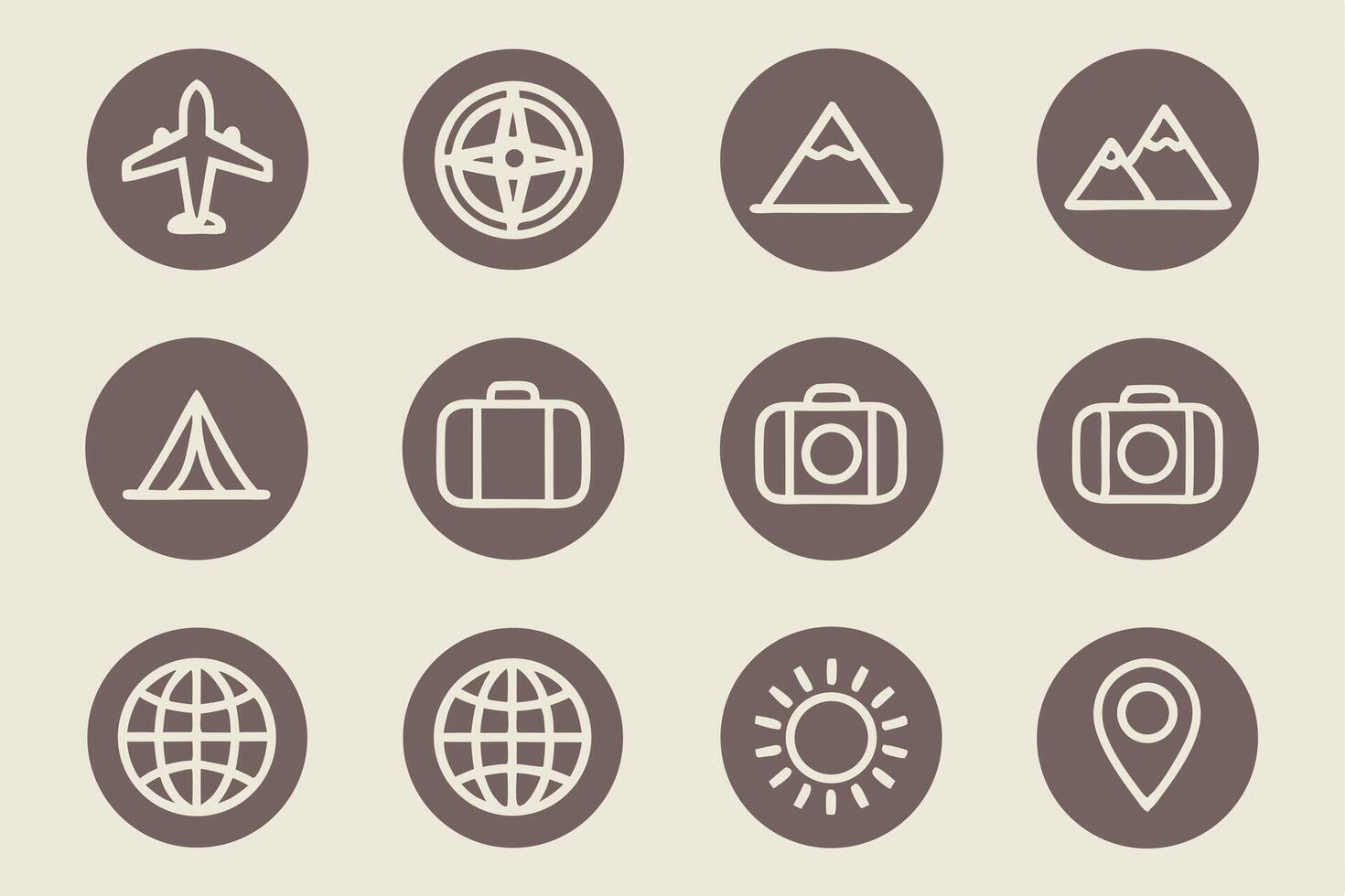travel icons set vector