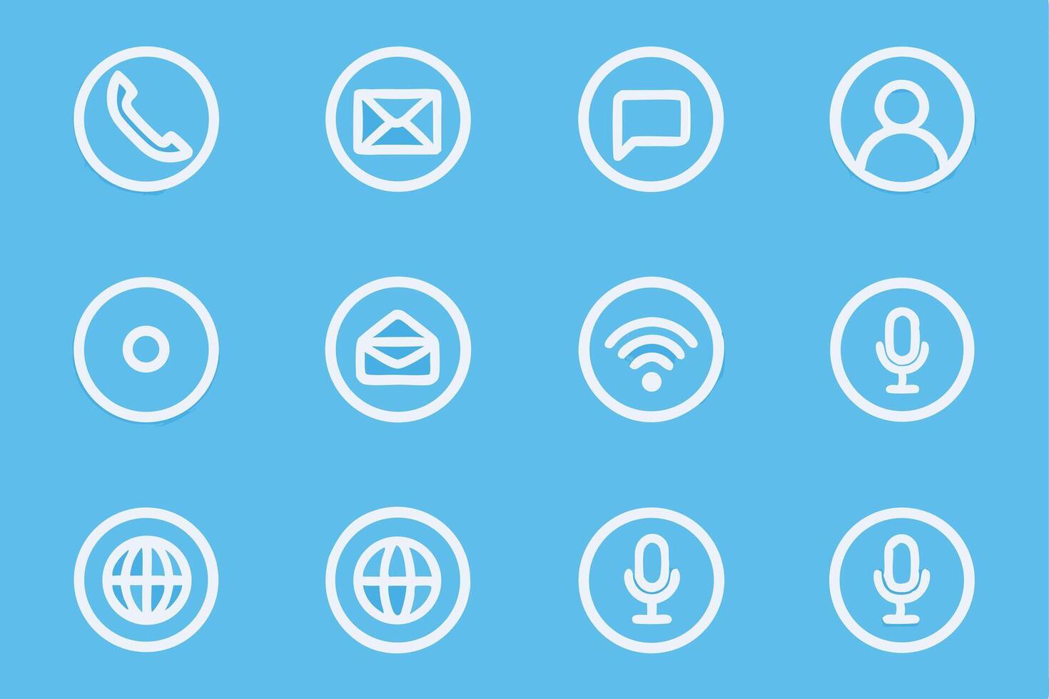 Twelve minimalist communication icons including a phone for digital projects and websites vector