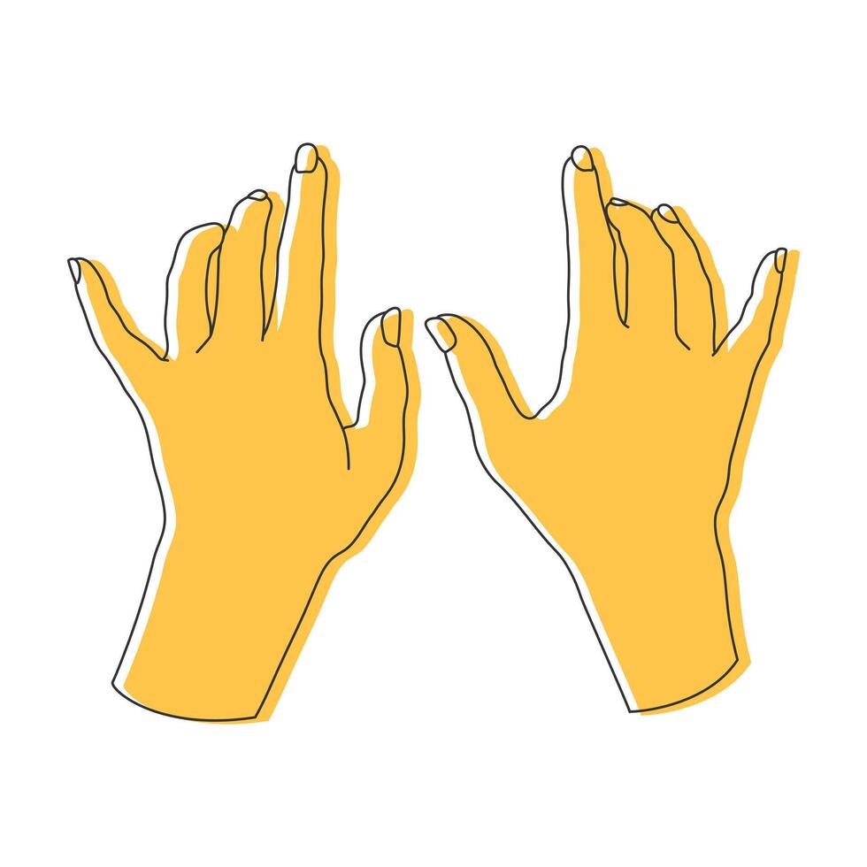 Human hands outline. Hands stroking surface or playing the piano vector