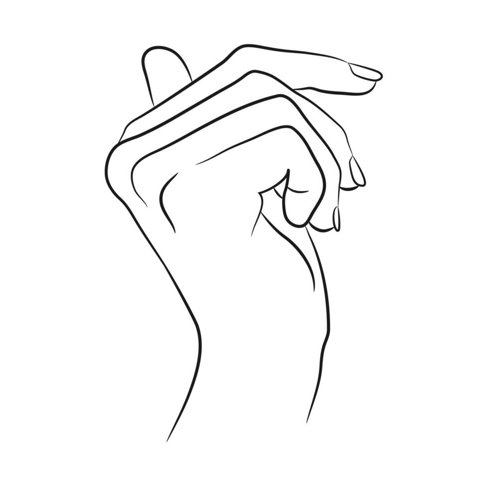Hand drawn beautiful female hand. Linear sketch of a human hand in elegant gesture vector