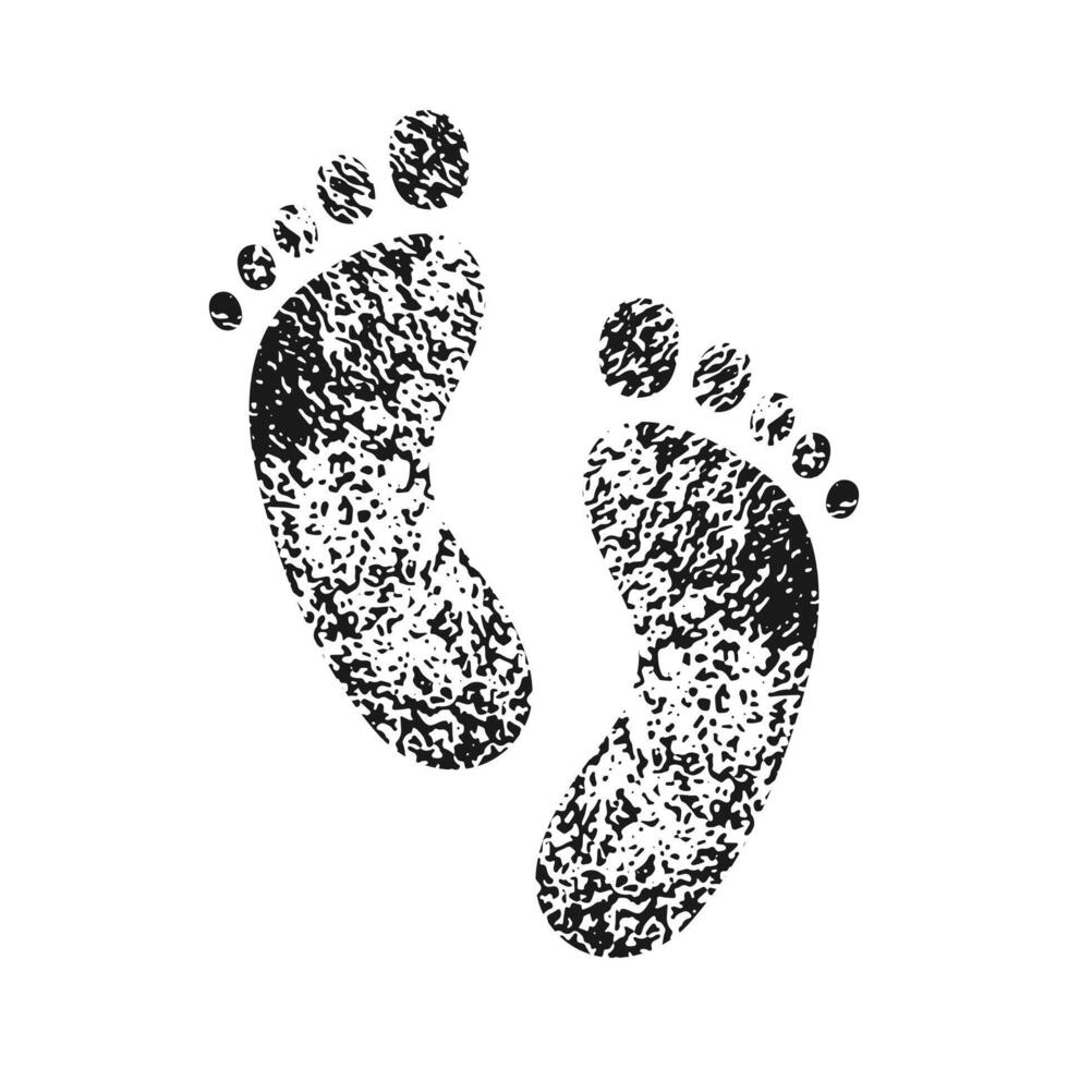 Textured footprints isolated on white background vector