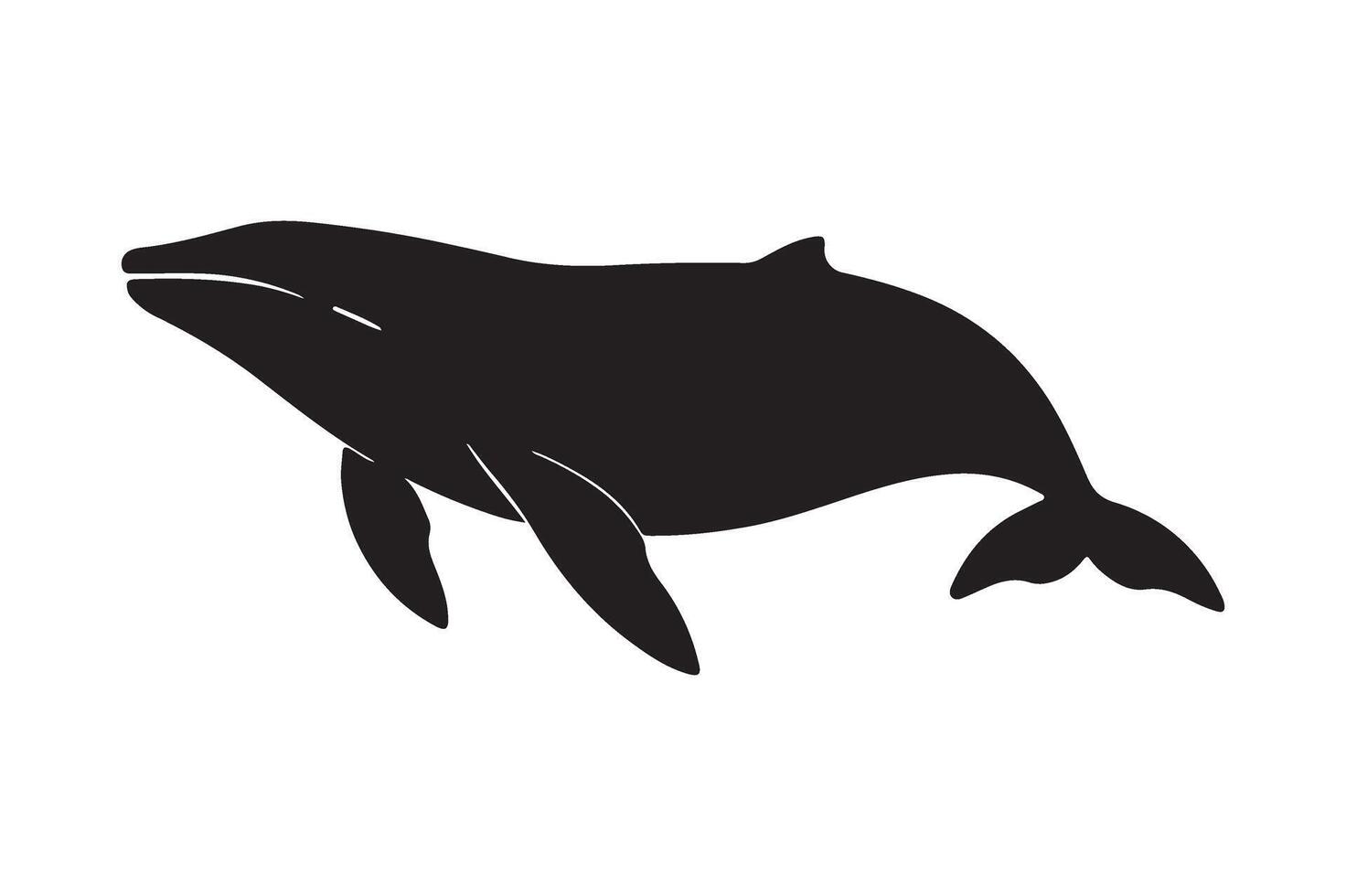 Black Whale Silhouette Illustration for Ocean and Marine Art vector