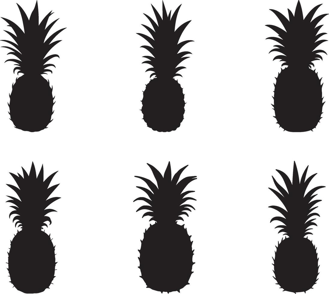Set Of Pineapple Shape Silhouette For Stickers, Logos, and Patterns vector
