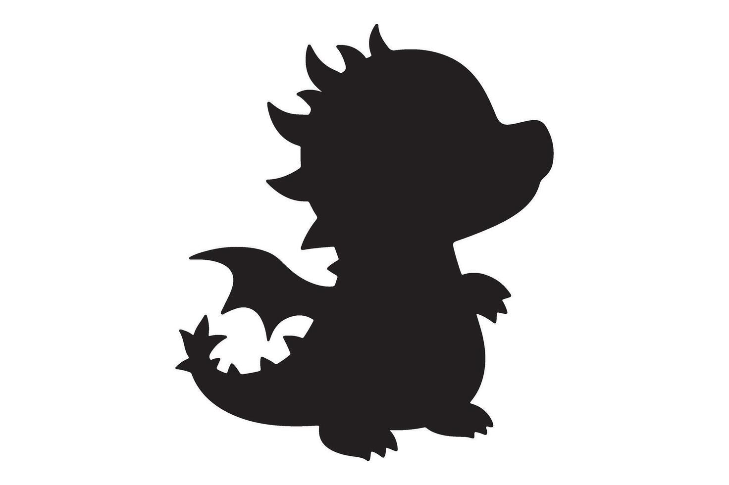 Adorable Dragon Silhouette Art Isolated on White Background vector