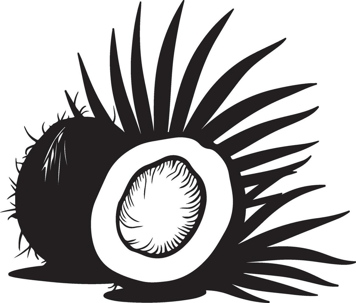 Minimalist Coconut and Palm Leaf Silhouette for Nature Projects vector