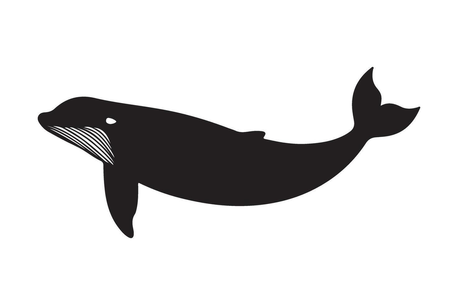 Clean Flat Whale Silhouette Illustration with Smooth Curves vector