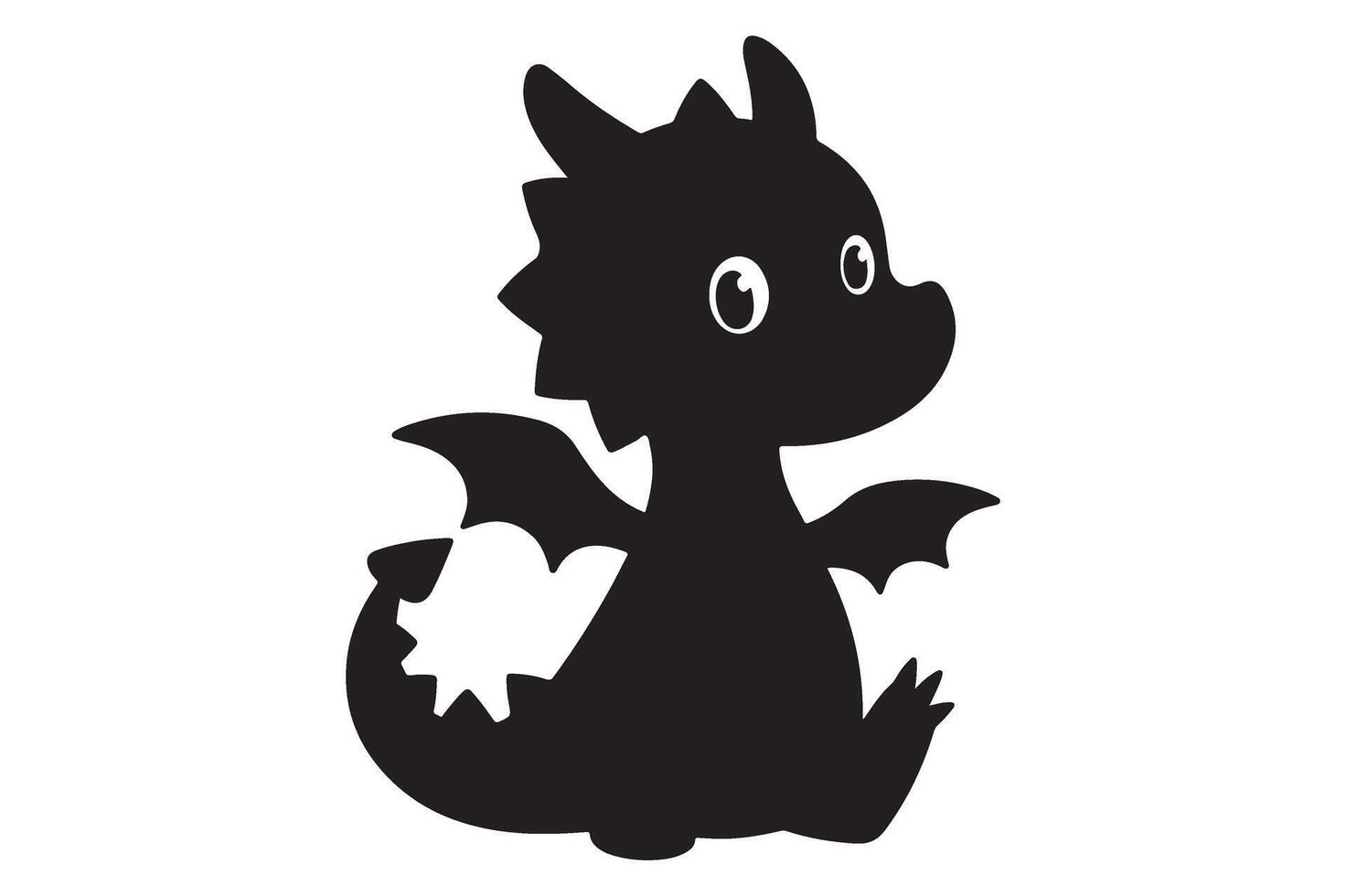 Cute Cartoon Dragon Silhouette for Magical Illustrations vector