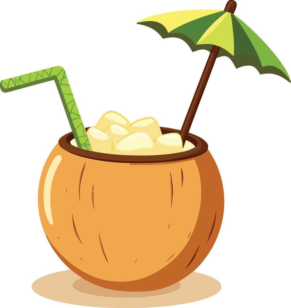 Summer Coconut Drink Graphic , Fun Cartoon Illustration for Beach Themes vector
