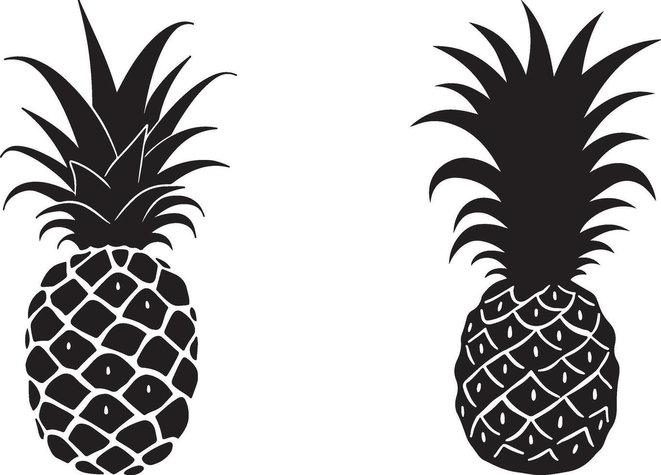 Flat Pineapple Silhouette Set Artwork for Graphic Designers vector