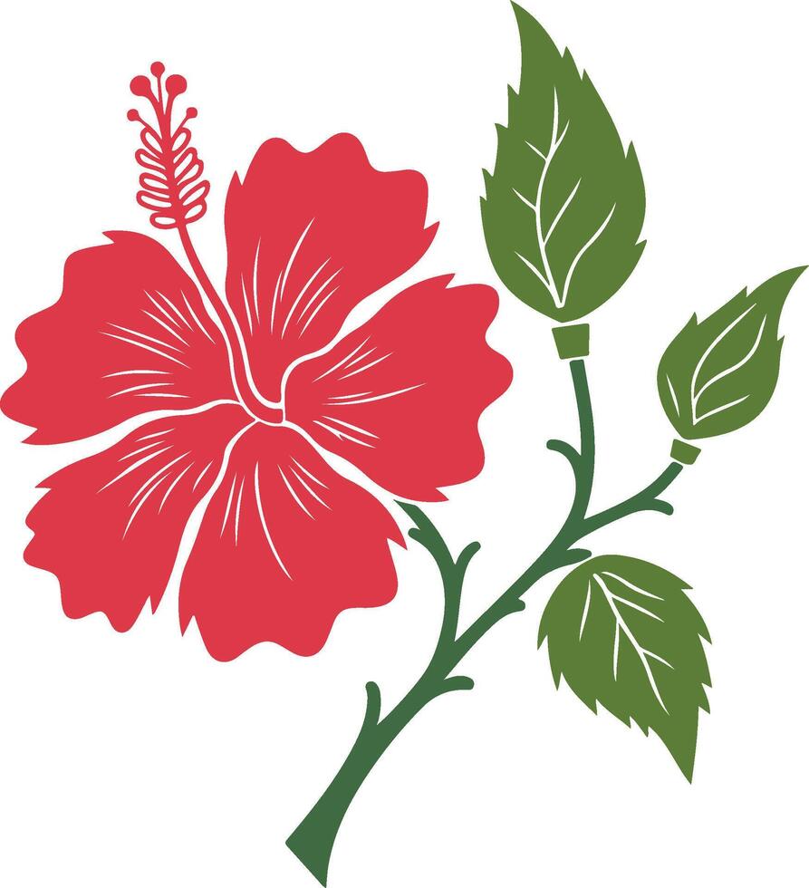 Black and White Hibiscus Flower Silhouette for Wall Art vector