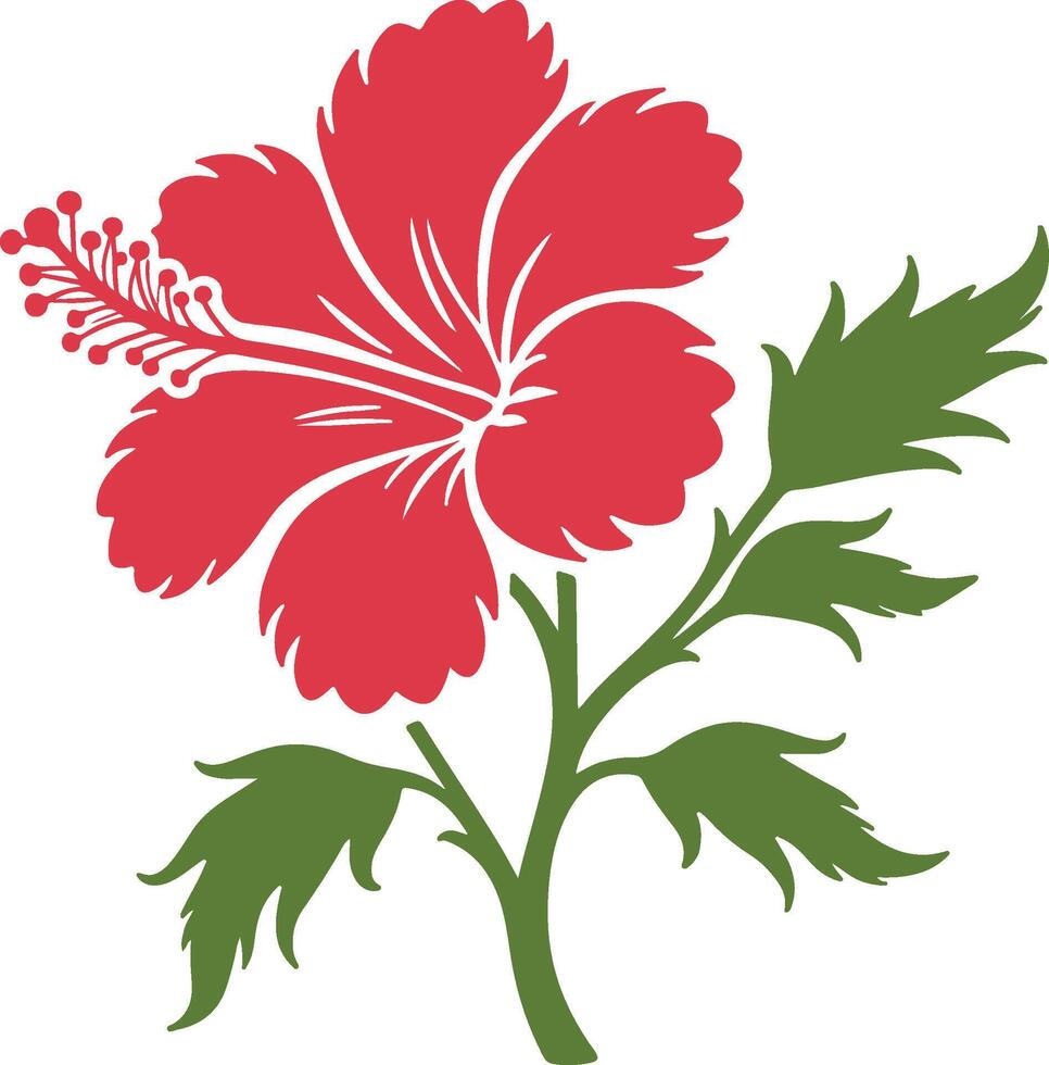 Classic Hibiscus Outline Silhouette for Beach-Themed Graphics vector