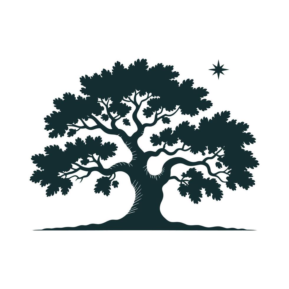 an oak tree with leaves and branches vector