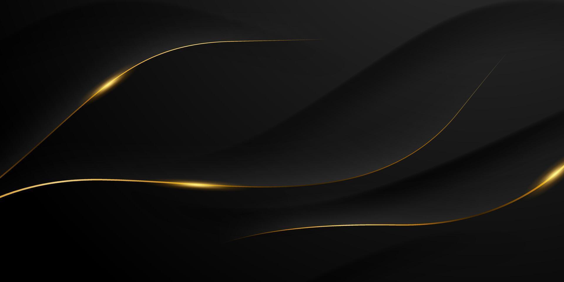 Black and gold abstract background with waves vector