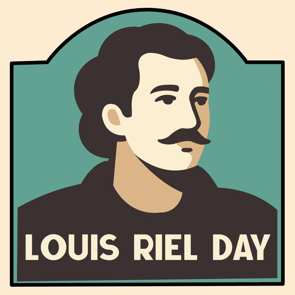 Louis Riel Day Flat Portrait Illustration vector