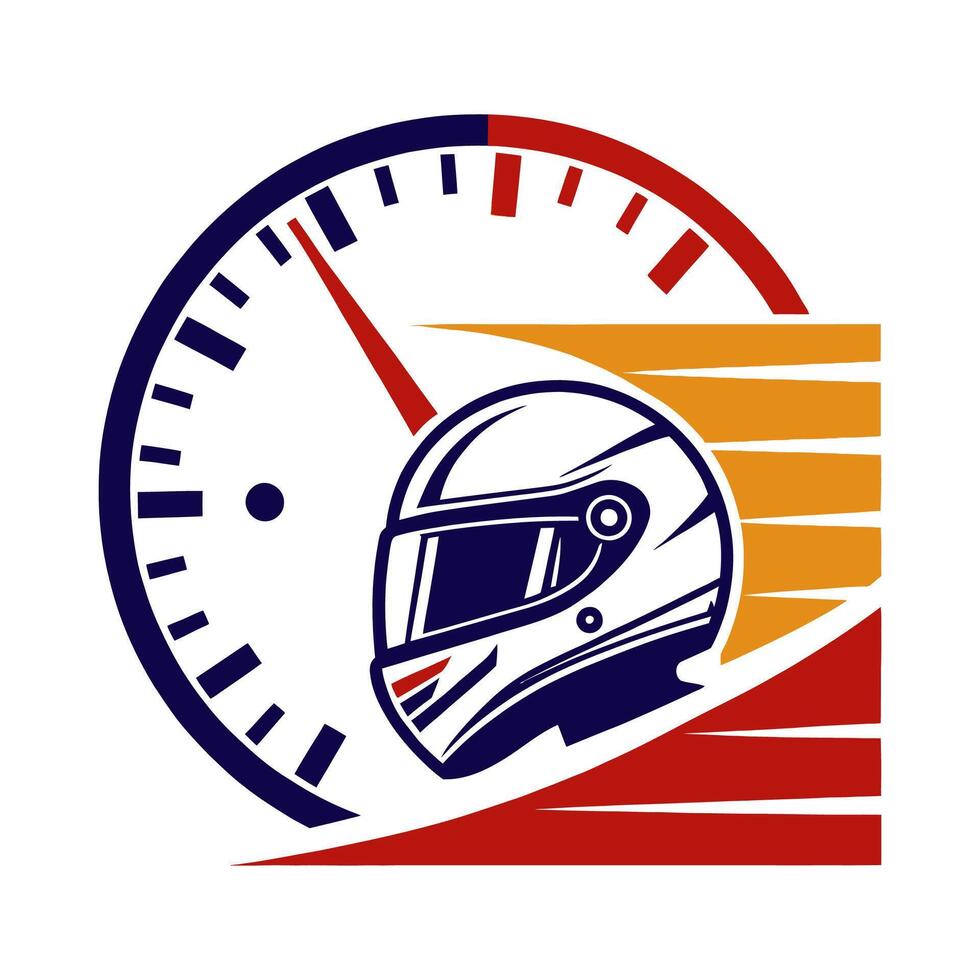 Auto Racing Logo Concept with Helmet and Speed Lines vector