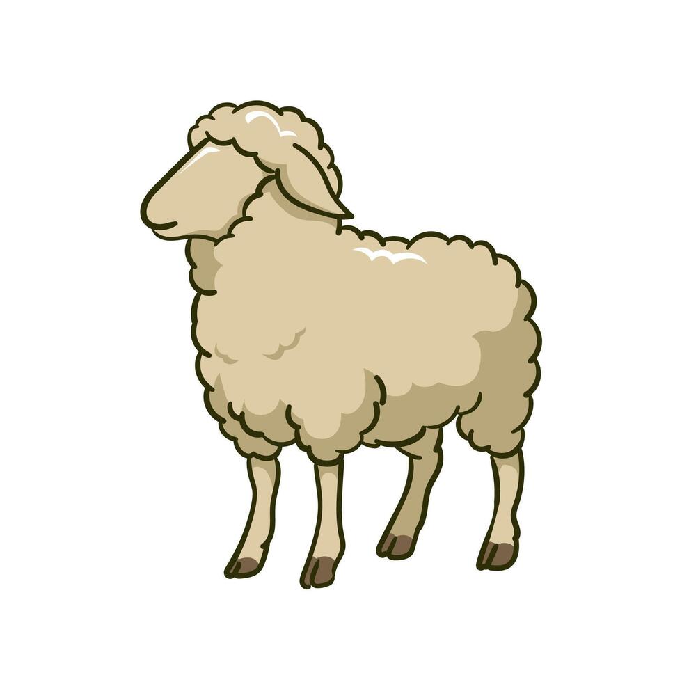 A cartoon sheep standing on a white background vector