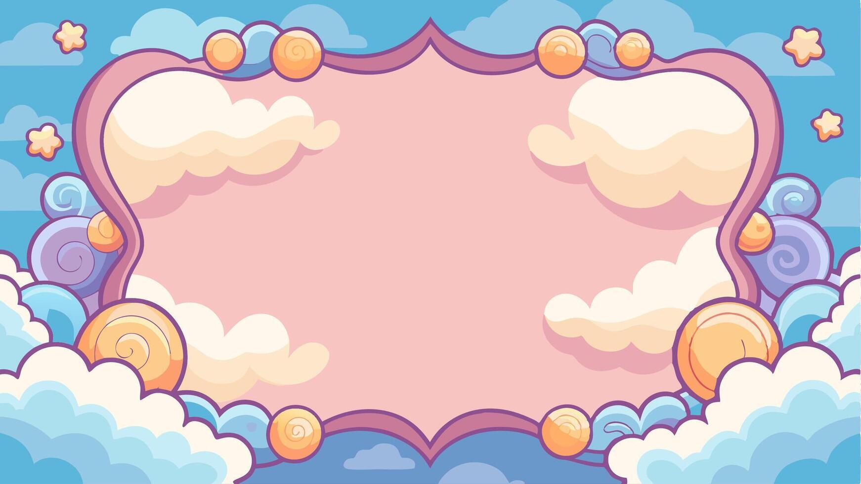 Pastel Sky Frame with Clouds Stars and Swirls for Presentations vector
