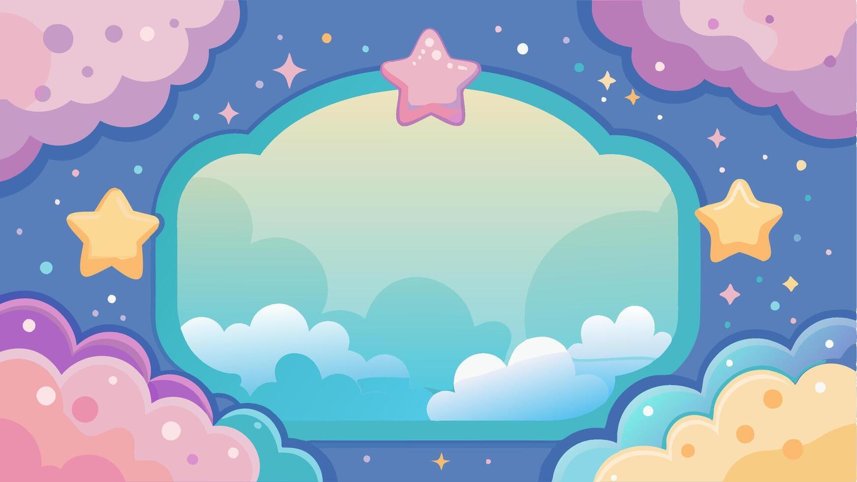 Whimsical Frame with Pastel Clouds and Stars for Creative Designs vector