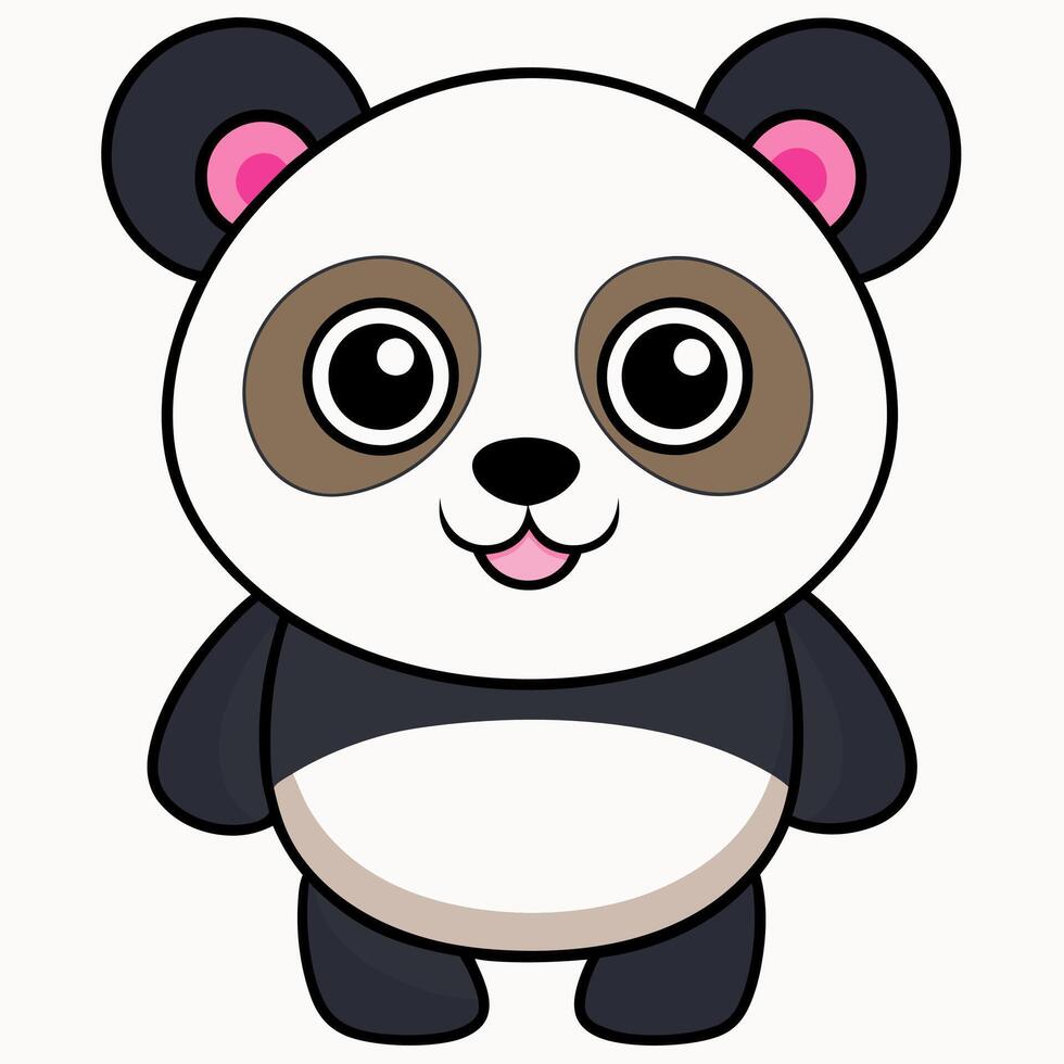 Charming Cartoon Panda Illustration with Playful Design and Gentle Expression vector