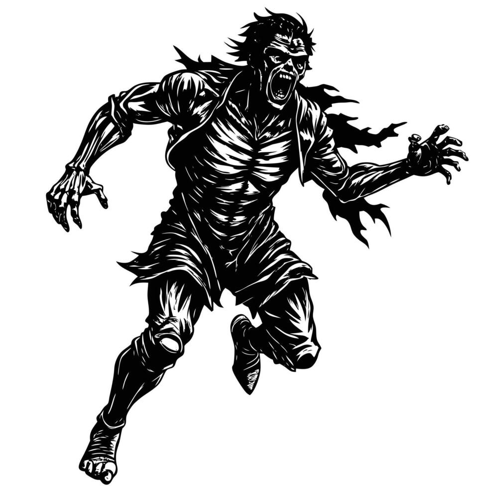 scary Halloween zombie cartoon. vector