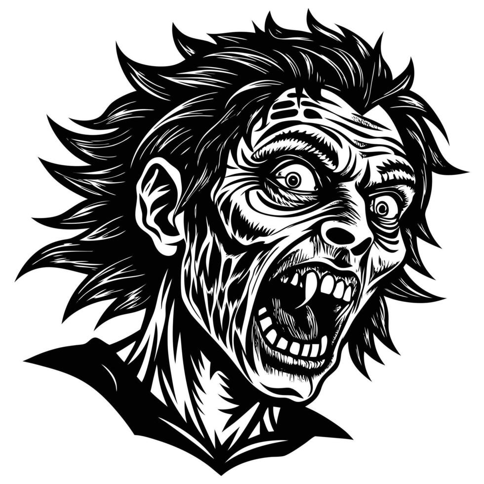 scary Halloween zombie cartoon . vector