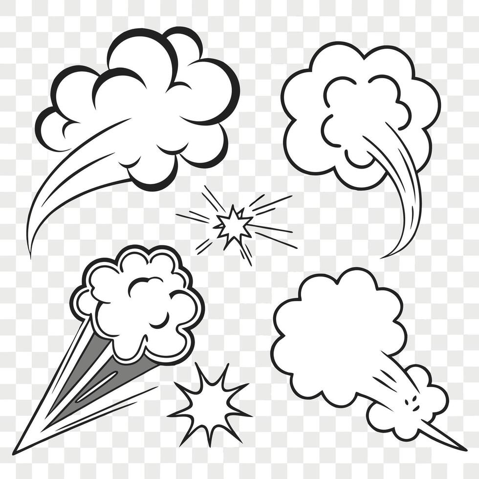 set of smoke and cartoon vector