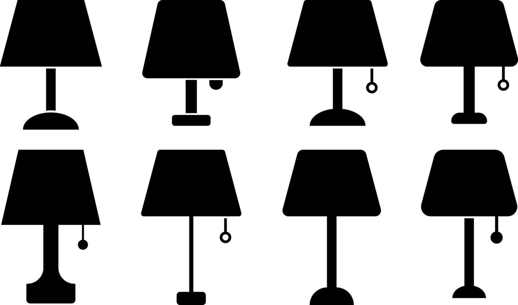 table lamp icon set. electric lamp symbol. fuel and power generation. home decor elements vector